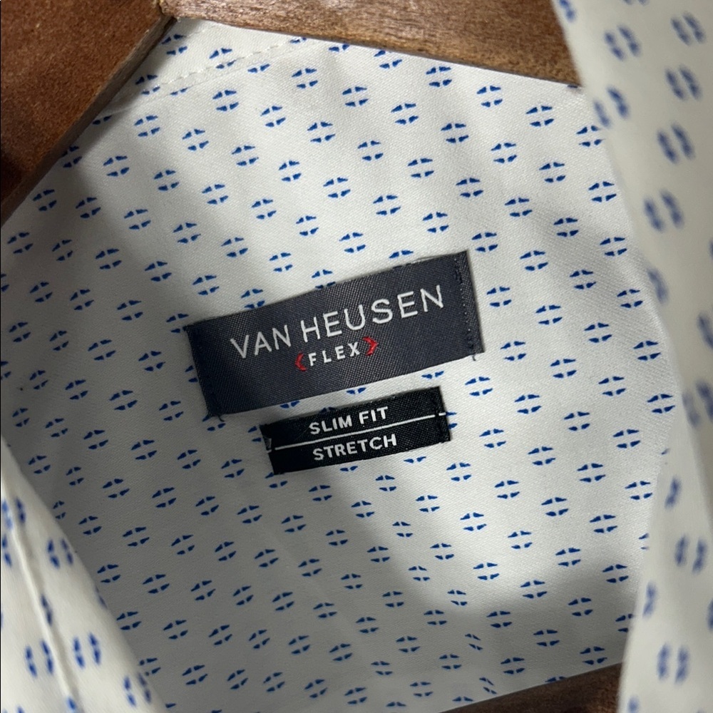 Van Heusen White Geometric Dress Shirt - Picture 2 of 12